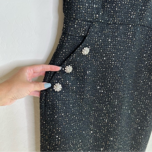 Ann Taylor Sparkle Button Trim Sequin Tweed Dress - Picture 9 of 10